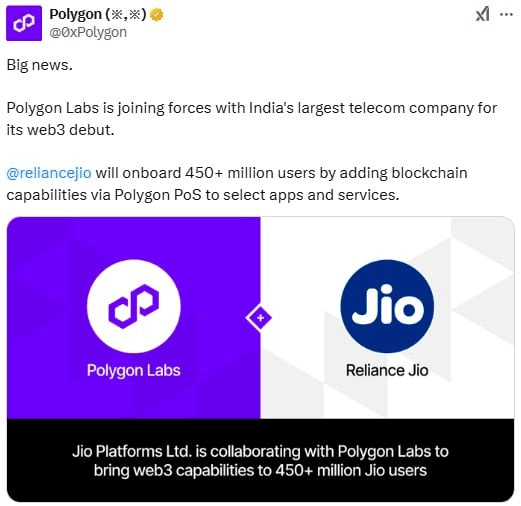 Mukesh Ambani’s Jio Partners with Polygon Labs to Bring Blockchain to Every Indian 2 crypto news
