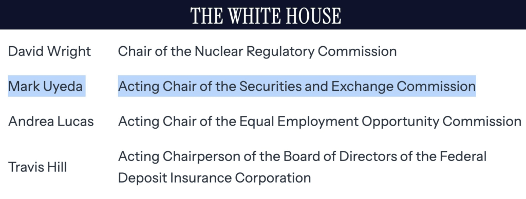 Mark Uyeda Named Acting New SEC Chairman: Promising Change for Crypto Rules 3 crypto news