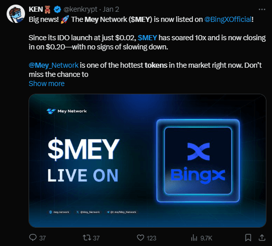 BingX Lists $MEY Token: Witness Remarkable Growth & Bright Future 2 BingX