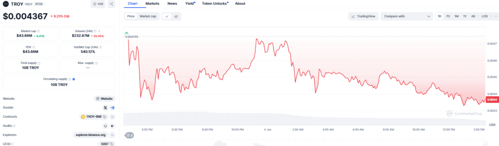 TROY Crypto Falls 40% Amid Binance Announcement: What Comes Next? 3 TROY Crypto